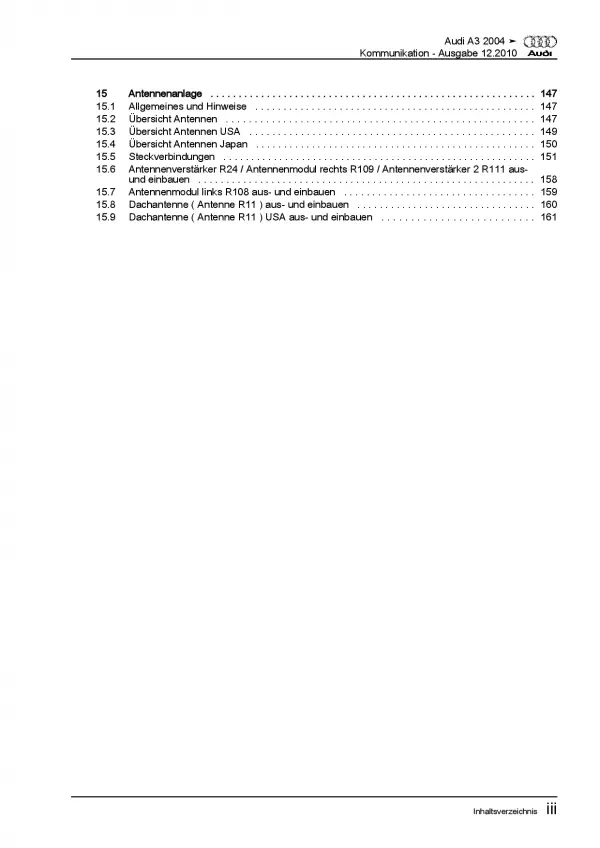 Audi A3 Typ 8P 2003-2012 Radio Navigation Kommunikation Reparaturanleitung PDF