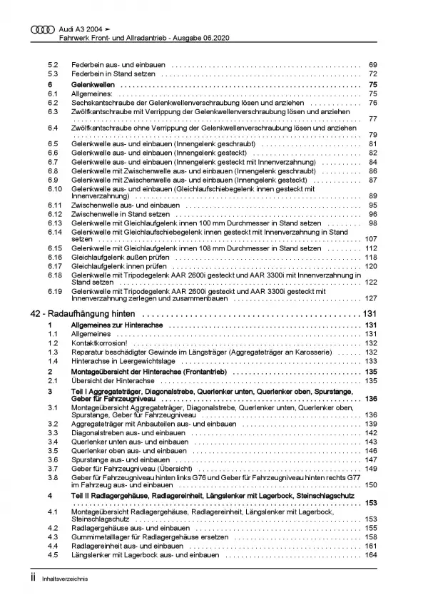 Audi A3 Typ 8P 2003-2012 Fahrwerk Achsen Lenkung FWD AWD Reparaturanleitung PDF