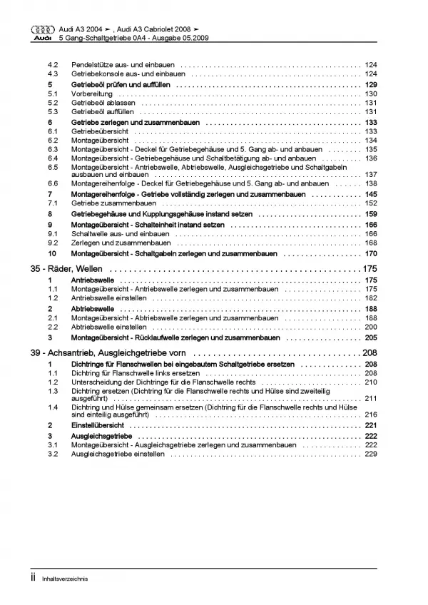 Audi A3 8P 2003-2012 5 Gang Schaltgetriebe 0A4 Kupplung Reparaturanleitung PDF