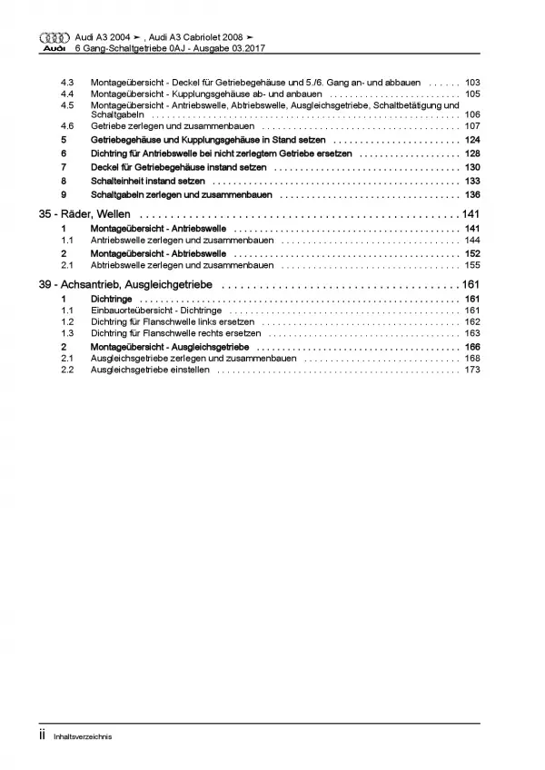 Audi A3 8P 2003-2012 6 Gang Schaltgetriebe Kupplung 0AJ Reparaturanleitung PDF