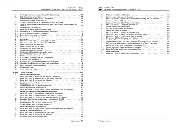 Audi A4 Typ 8E 2000-2008 Karosserie Montagearbeiten Innen Reparaturanleitung PDF