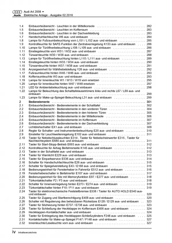 Audi A4 8K 2007-2015 Elektrische Anlage Elektrik Systeme Reparaturanleitung PDF