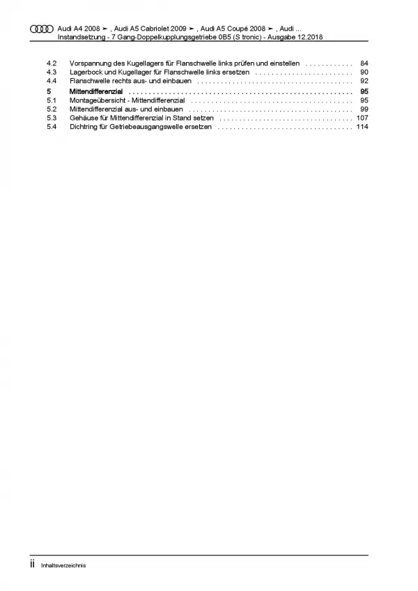Audi A4 8K 2007-2015 Instandsetzung Automatikgetriebe 0B5 Reparaturanleitung PDF