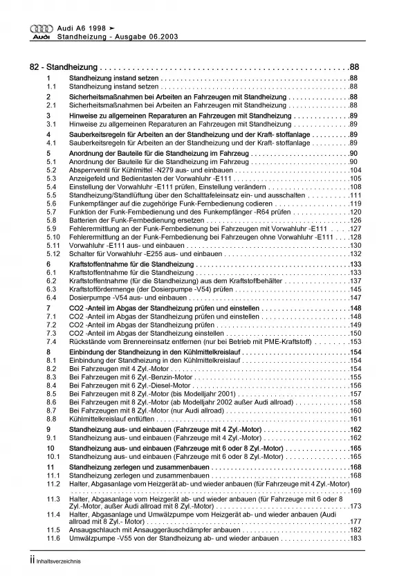 Audi A6 Typ 4B 1997-2005 Standheizung Zusatzheizung Reparaturanleitung PDF