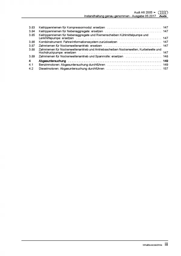 Audi A6 Typ 4F (04-11) Instandhaltung Inspektion Wartung Reparaturanleitung PDF