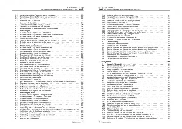 Audi A6 Typ 4F 2004-2011 Karosserie Montagearbeiten Innen Reparaturanleitung PDF