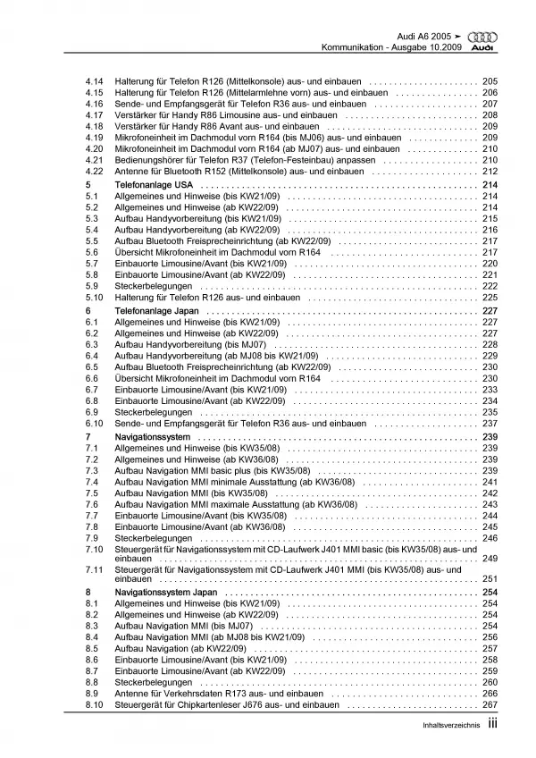 Audi A6 Typ 4F 2004-2011 Radio Navigation Kommunikation Reparaturanleitung PDF