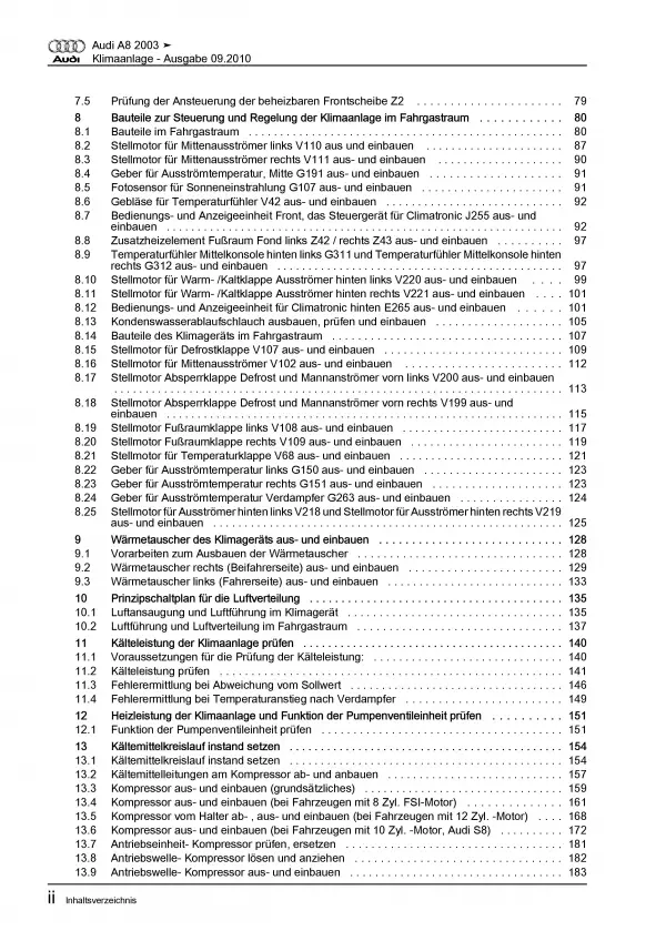 Audi A8 4E 2002-2010 Klimaanlage Climatronic Automatik Reparaturanleitung PDF
