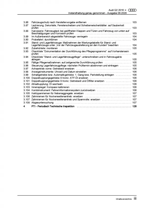 Audi Q2 Typ GA ab 2016 Instandhaltung Inspektion Wartung Reparaturanleitung PDF
