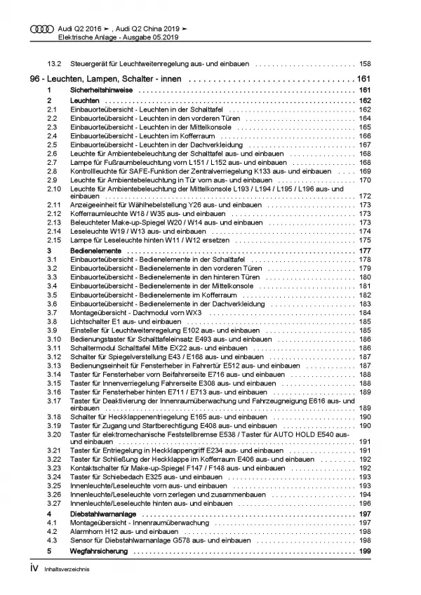 Audi Q2 GA ab 2016 Elektrische Anlage Elektrik Systeme Reparaturanleitung PDF
