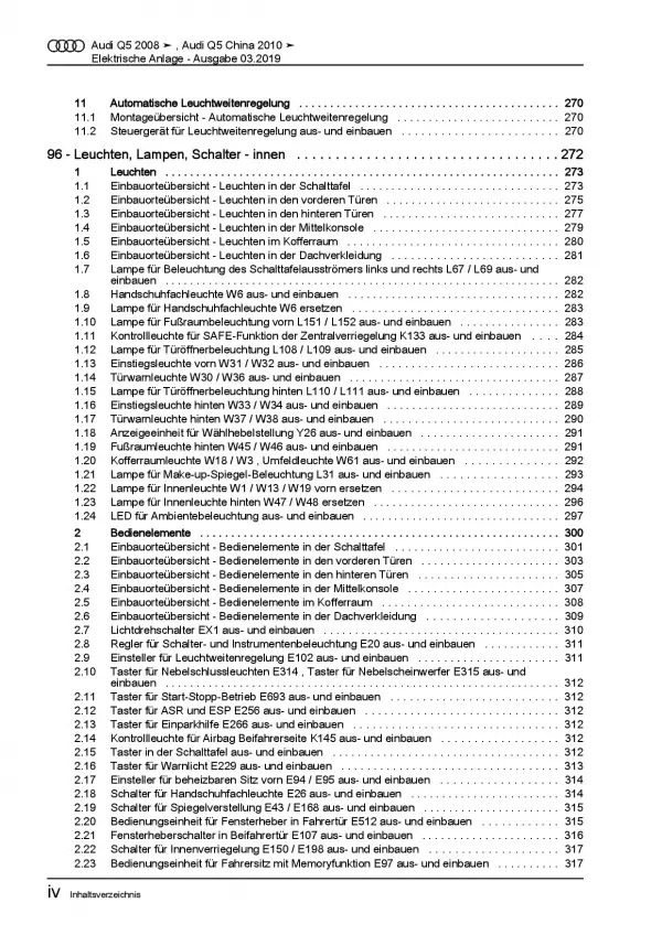 Audi Q5 8R 2008-2017 Elektrische Anlage Elektrik Systeme Reparaturanleitung PDF