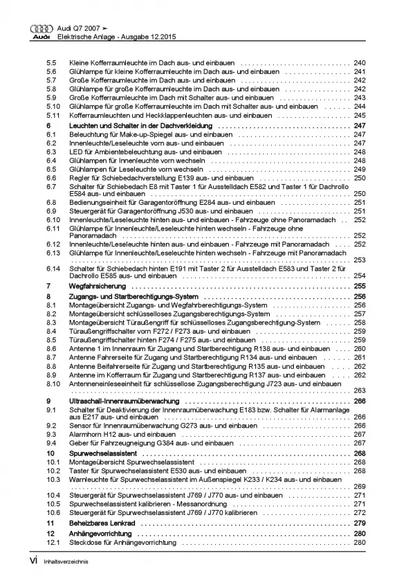 Audi Q7 4L 2005-2015 Elektrische Anlage Elektrik Systeme Reparaturanleitung PDF
