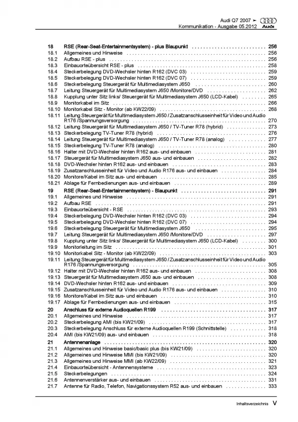 Audi Q7 Typ 4L 2005-2015 Radio Navigation Kommunikation Reparaturanleitung PDF