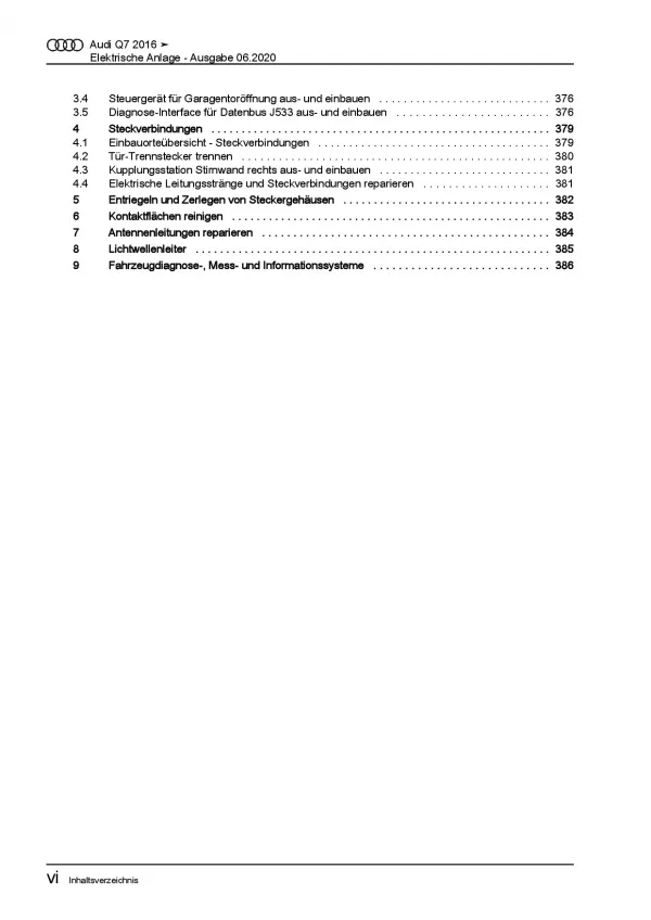 Audi Q7 4M ab 2015 Elektrische Anlage Elektrik Systeme Reparaturanleitung PDF