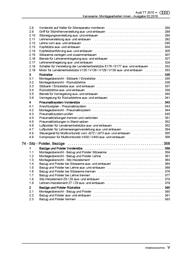 Audi TT 8S FV ab 2014 Karosserie Montagearbeiten Innen Reparaturanleitung PDF