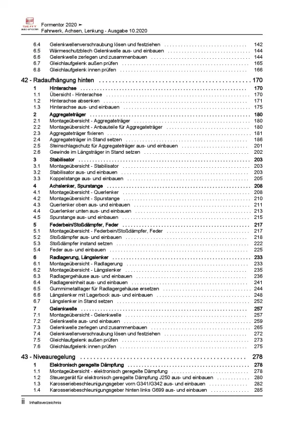 SEAT Cupra Formentor ab 2020 Fahrwerk Achsen Lenkung Reparaturanleitung PDF