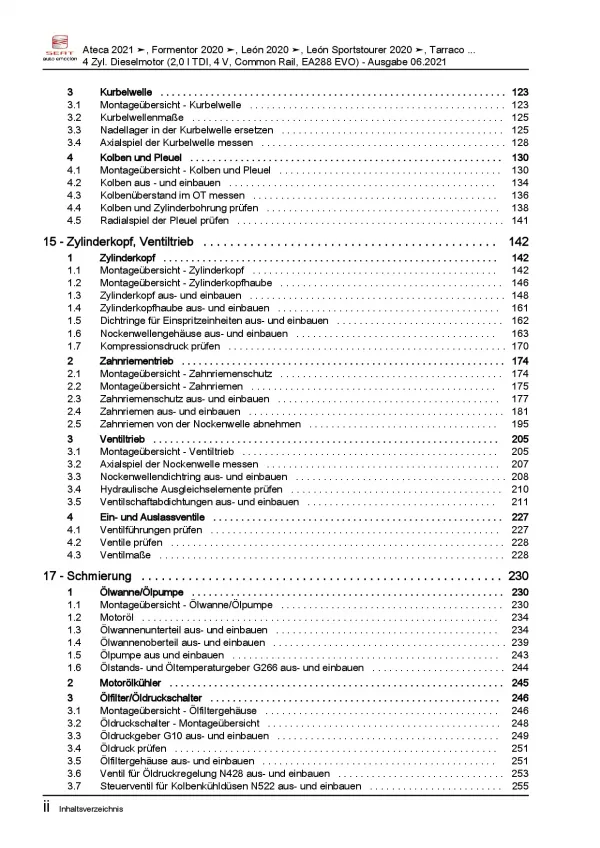 SEAT Cupra Formentor ab 2020 2,0l Dieselmotor 115-200 PS Reparaturanleitung PDF