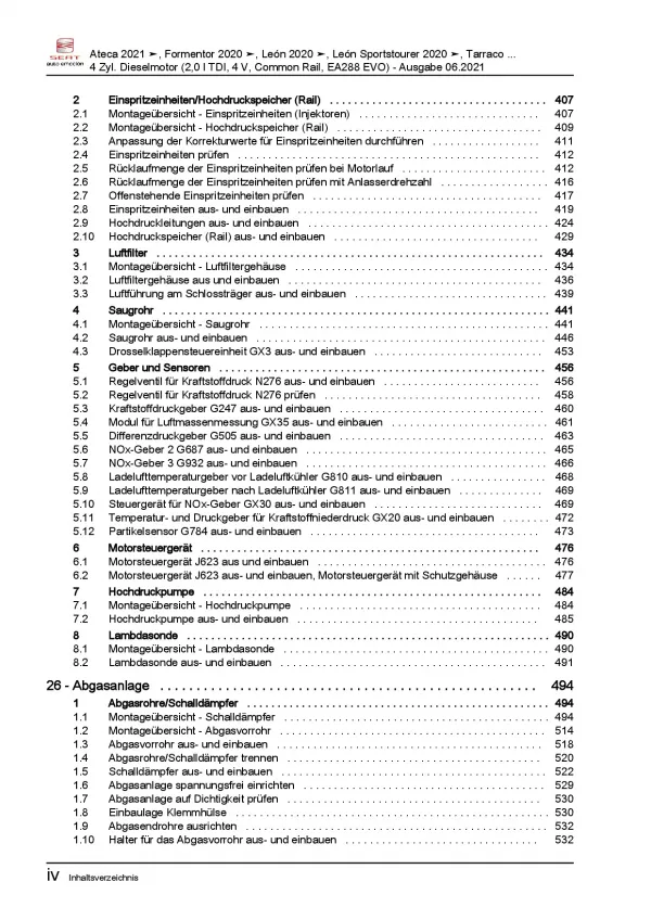 SEAT Cupra Formentor ab 2020 2,0l Dieselmotor 115-200 PS Reparaturanleitung PDF