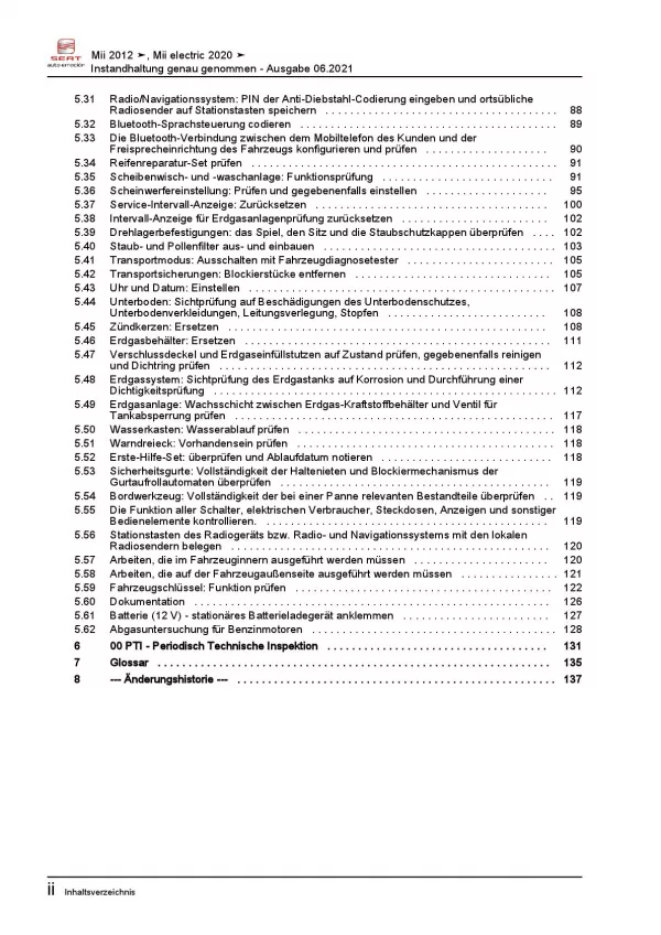SEAT Mii AA 2011-2019 Instandhaltung Inspektion Wartung Reparaturanleitung PDF