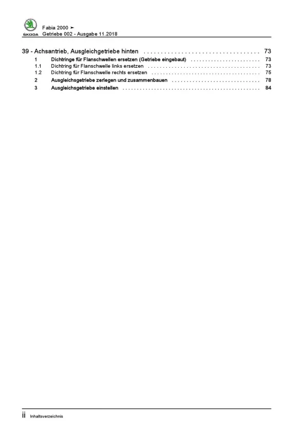 SKODA Fabia 6Y (99-07) 5 Gang Schaltgetriebe 002 Kupplung Reparaturanleitung PDF