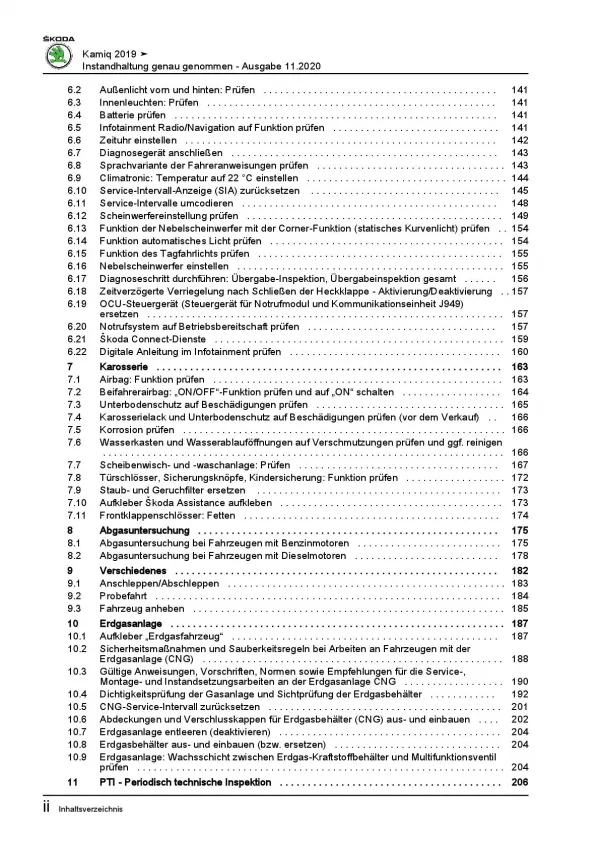 SKODA Kamiq NW ab 2019 Instandhaltung Inspektion Wartung Reparaturanleitung PDF
