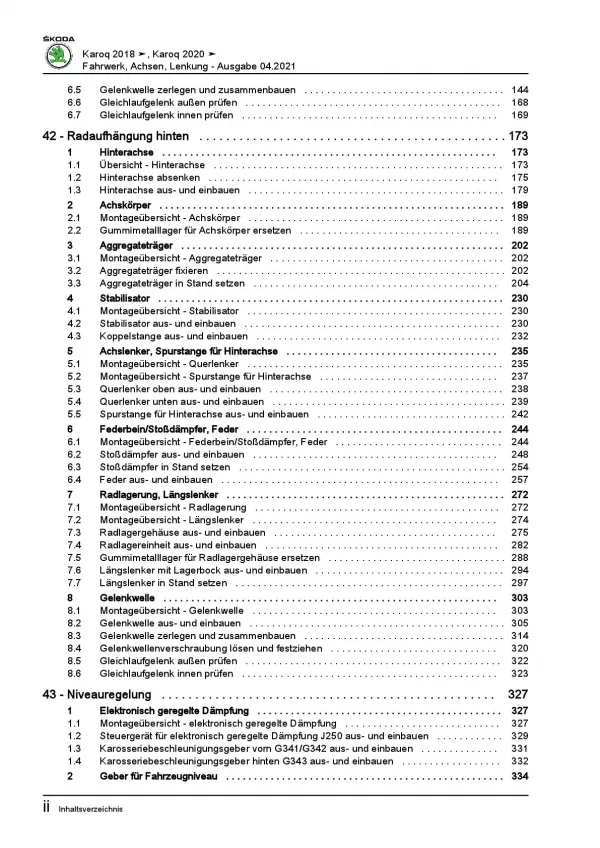 Skoda Karoq Typ NU ab 2017 Fahrwerk Achsen Lenkung Reparaturanleitung PDF