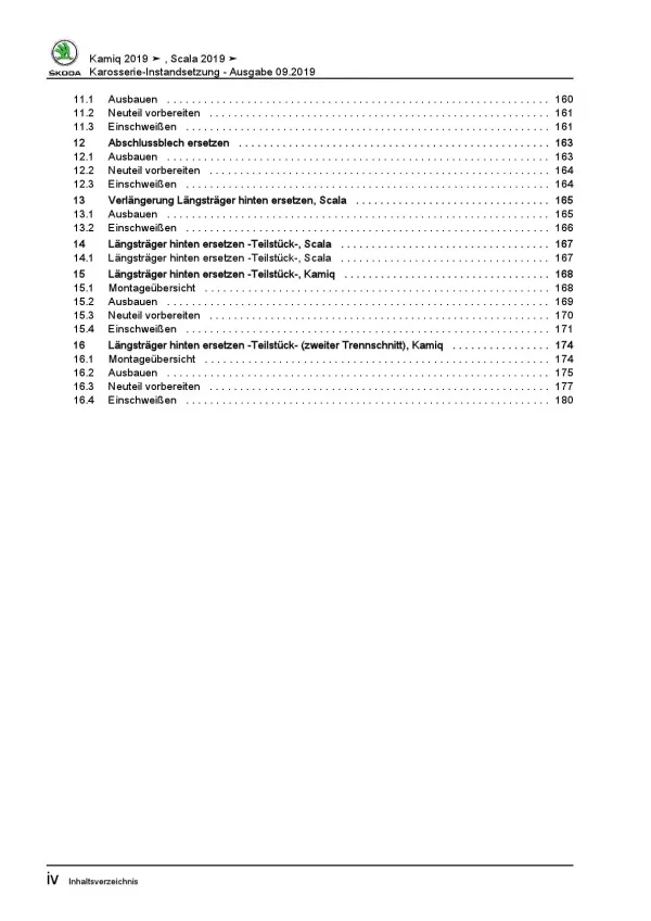 Skoda Scala NW ab 2019 Karosserie Unfall Instandsetzung Reparaturanleitung PDF