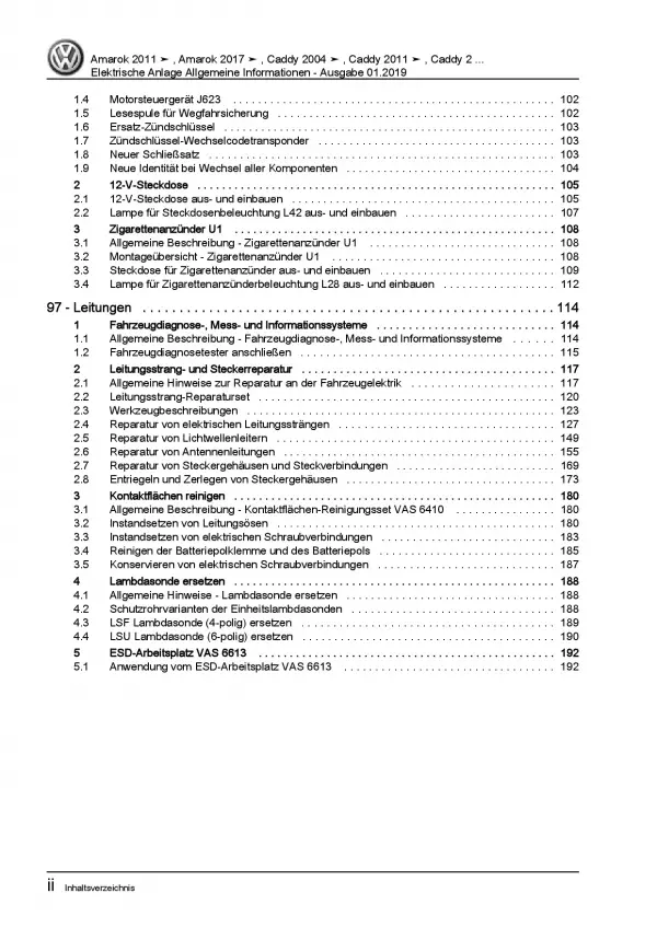 VW Amarok 2H (10>) Allgemeine Infos Elektrische Anlage Reparaturanleitung PDF