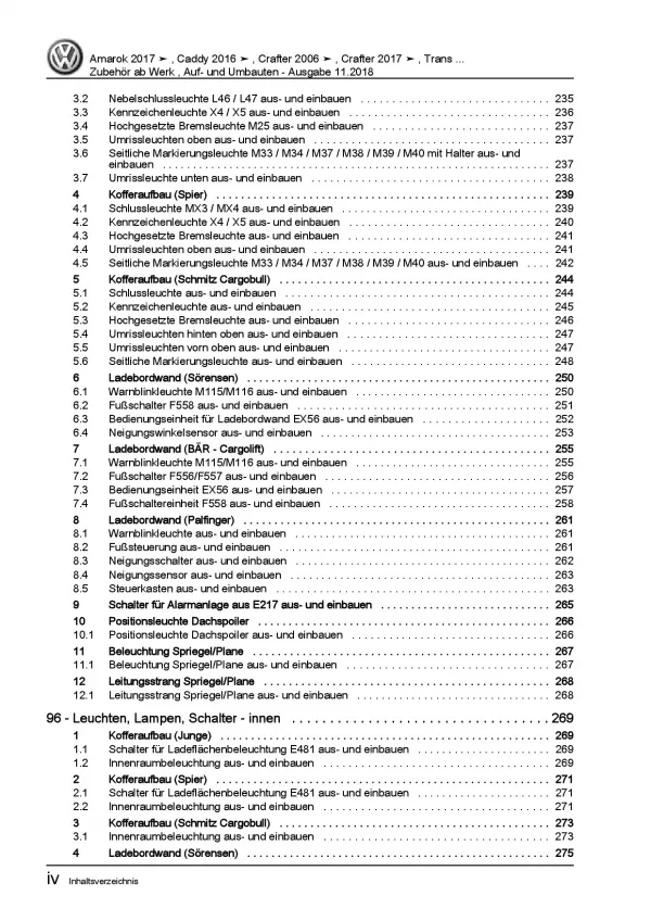 VW Amarok Typ 2H ab 2010 Auf- und Umbauten Zubehör Reparaturanleitung PDF