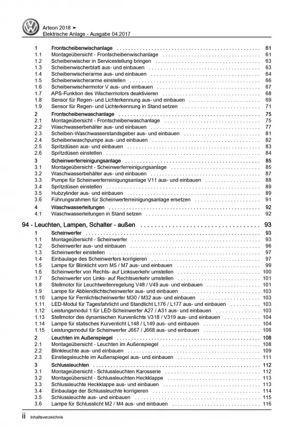 VW Arteon 3H (17-20) Elektrische Anlage Elektrik Systeme Reparaturanleitung PDF