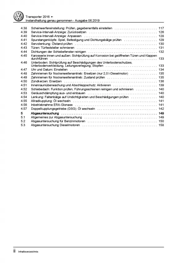 VW Transporter T6 (15>) Instandhaltung Inspektion Wartung Reparaturanleitung PDF