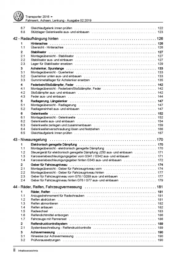 VW Transporter T6 ab 2015 Fahrwerk Achsen Lenkung Reparaturanleitung PDF