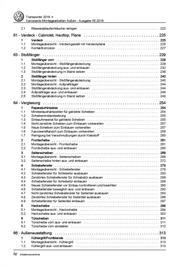 VW Transporter T6 (15>) Karosserie Montagearbeiten Außen Reparaturanleitung PDF