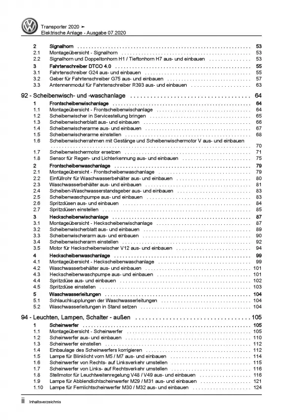 VW Transporter T6.1 ab 2019 Elektrische Anlage Elektrik Reparaturanleitung PDF