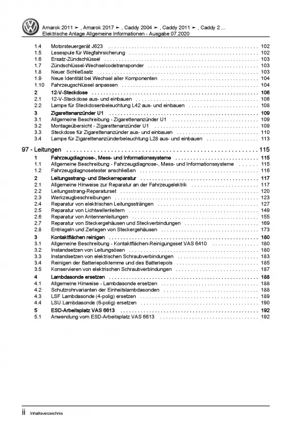 VW Transporter T6.1 (19>) Allgemeine Elektrische Anlage Reparaturanleitung PDF