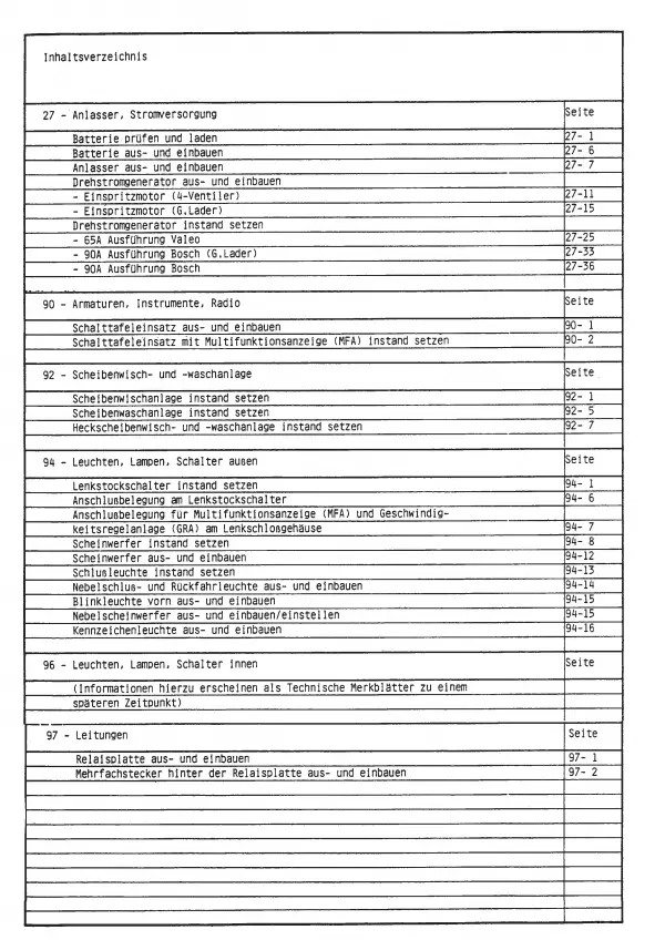VW Corrado 1988-1995 Elektrische Anlage Elektrik Systeme Reparaturanleitung PDF