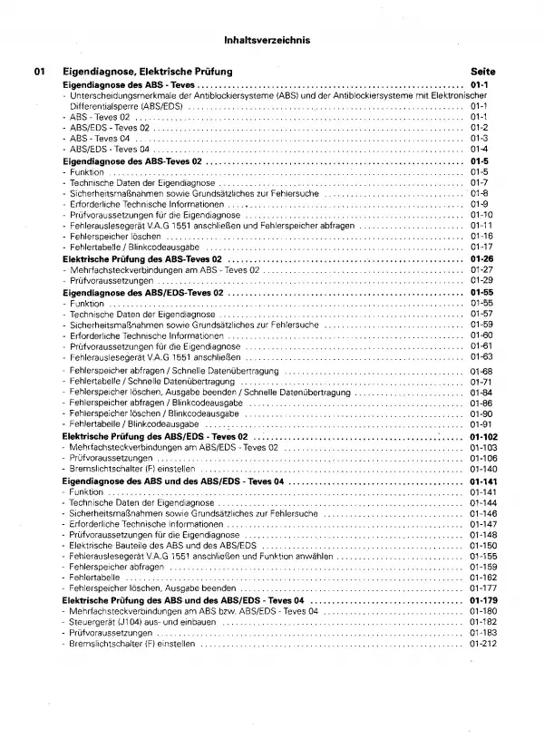 VW Corrado 50 (88-95) Eigendiagnose Fahrwerk Bremsen Reparaturanleitung PDF
