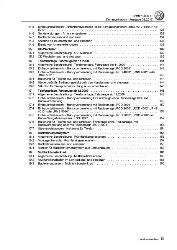 VW Crafter 2E 2006-2016 Radio Navigation Kommunikation Reparaturanleitung PDF