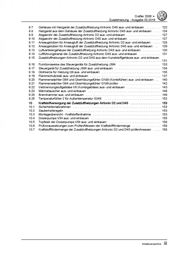 VW Crafter Typ 2E 2006-2016 Standheizung Zusatzheizung Reparaturanleitung PDF