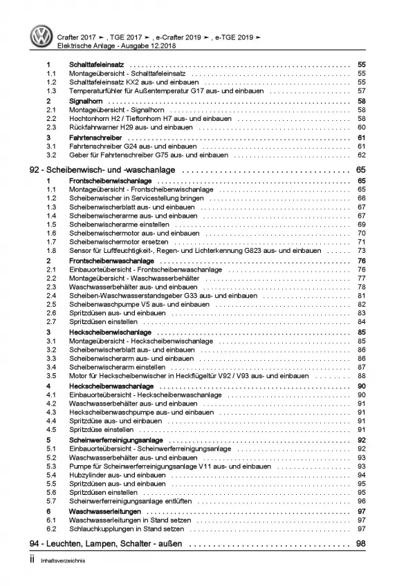 VW Crafter SY SZ ab 2017 Elektrische Anlage Systeme Reparaturanleitung PDF