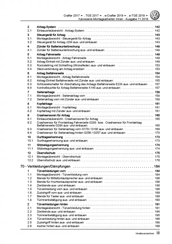 VW Crafter SY SZ ab 2017 Karosserie Montagearbeiten Innen Reparaturanleitung PDF