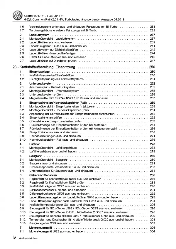 VW Crafter SY SZ (17>) 2,0l Dieselmotor TDI 108-176 PS Reparaturanleitung PDF