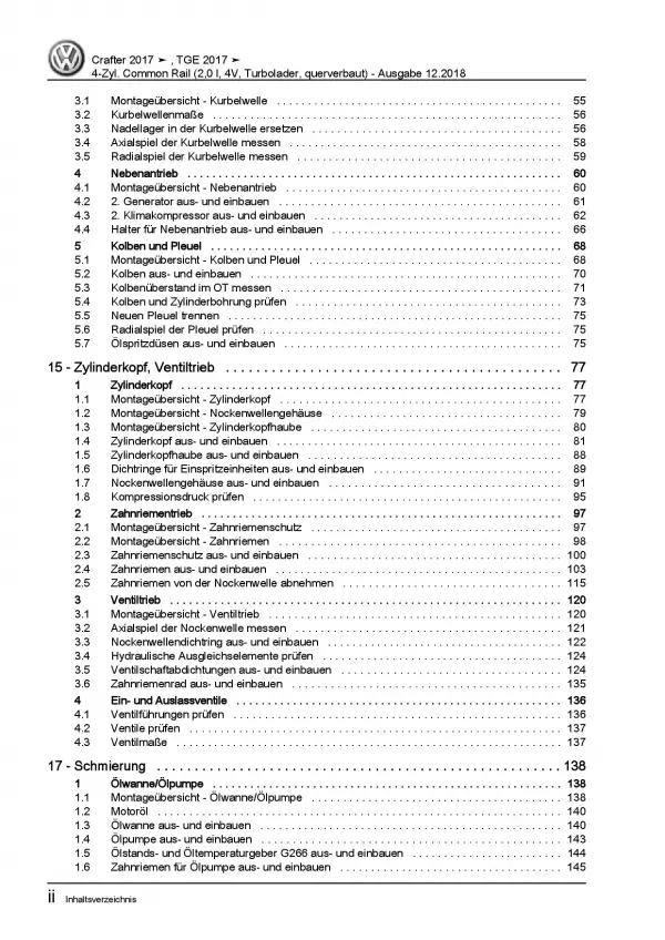 VW Crafter SY SZ (17>) 2,0l Dieselmotor TDI 101-176 PS Reparaturanleitung PDF