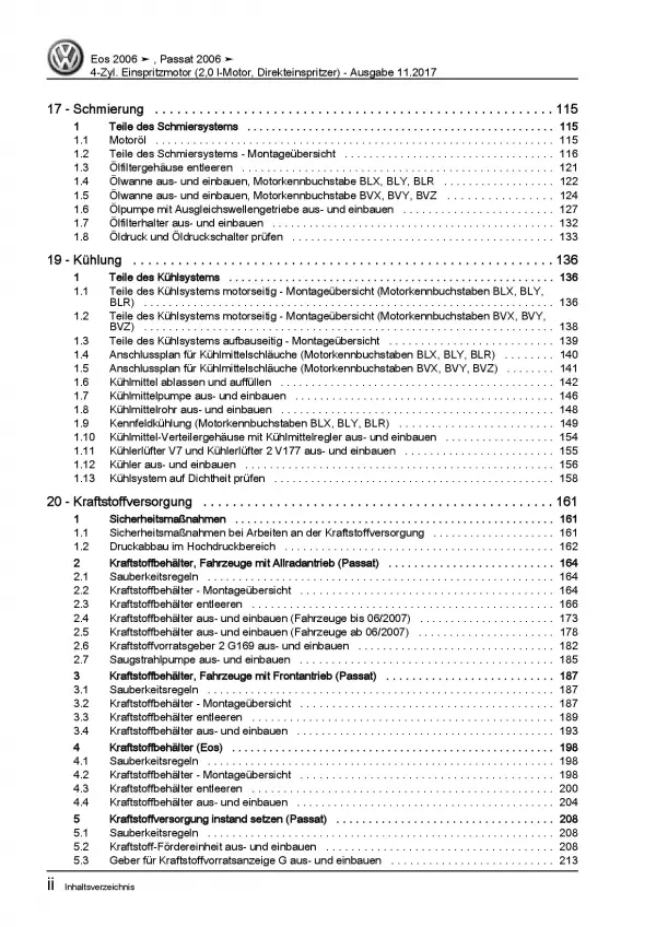 VW EOS Typ 1F 2006-2015 4-Zyl. 2,0l Benzinmotor 150 PS Reparaturanleitung PDF