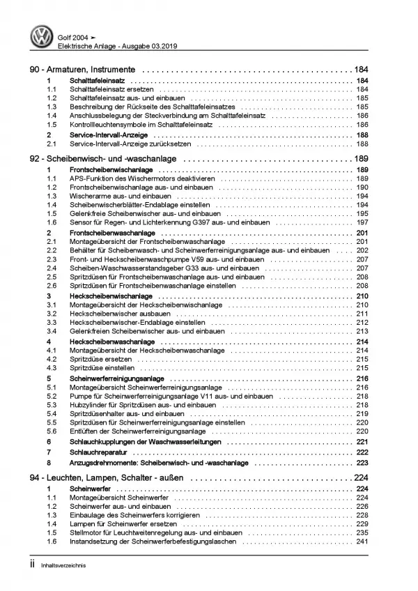 VW Golf 5 1K (03-08) Elektrische Anlage Elektrik Systeme Reparaturanleitung PDF