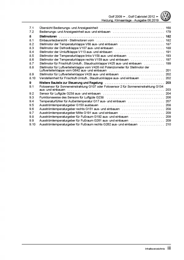 VW Golf 6 Typ 1K/5K (08-12) Heizung Belüftung Klimaanlage Reparaturanleitung PDF