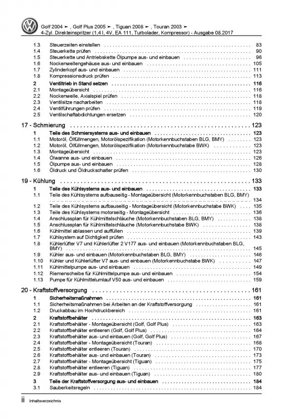 VW Golf 5 Plus 5M (03-08) 4-Zyl. Benzinmotor 140-170 PS Reparaturanleitung PDF