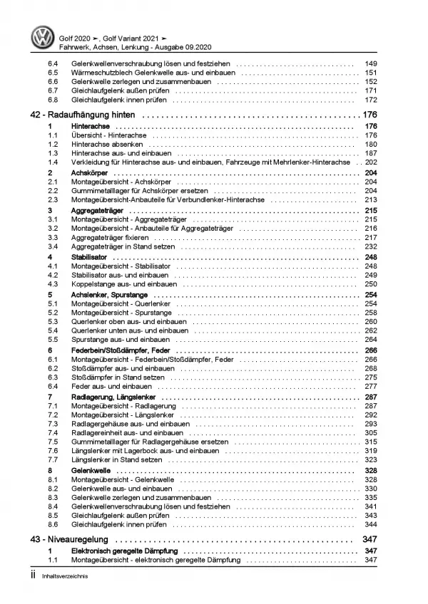 VW Golf 8 Typ CD ab 2019 Fahrwerk Achsen Lenkung Reparaturanleitung PDF