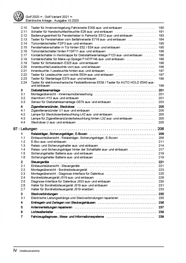 VW Golf 8 CG5 ab 2020 Elektrische Anlage Elektrik Systeme Reparaturanleitung PDF