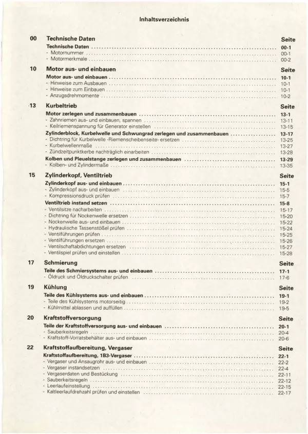 VW Industriemotoren IM (83>) 1,8l Vergasermotor 68-75 PS Reparaturanleitung PDF